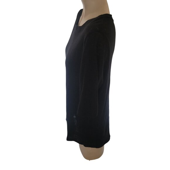 Who What Wear Black Linen Semi-Sheer Lightweight Short Sleeve Womens‎ Top Size L - Picture 5 of 6